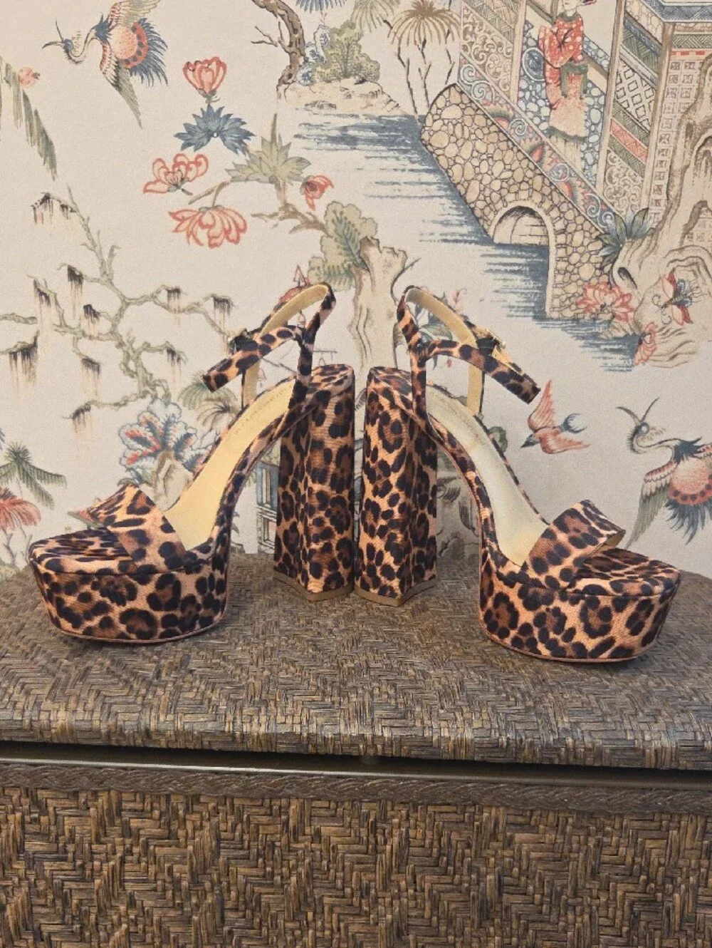 ANTONIO MELANI Leopard-Print Platform Ankle-Strap Heels - Brown/Black